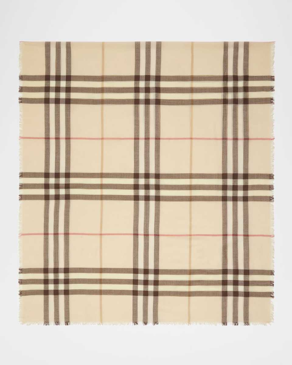 Giant Check-Print Wool Scarf